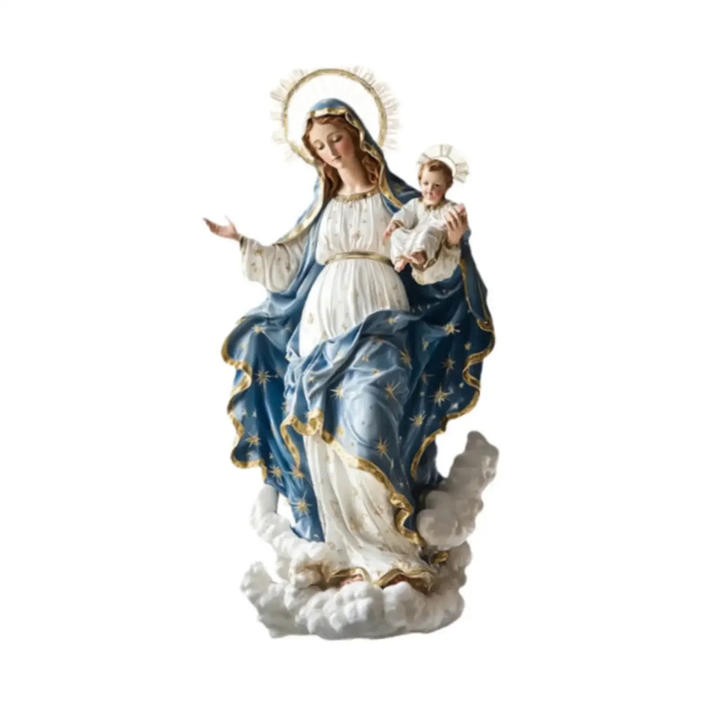 EeVirgin Mary & Infant Jesus Statue Christmas Nativity Scene Desktop Decorative Ornament