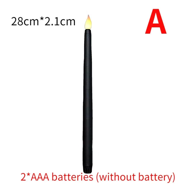 4/1PCS Long Christmas LED Candle Flameless Pointed Candle Light Battery Powered Church Flickering Candle Light Home Decoration