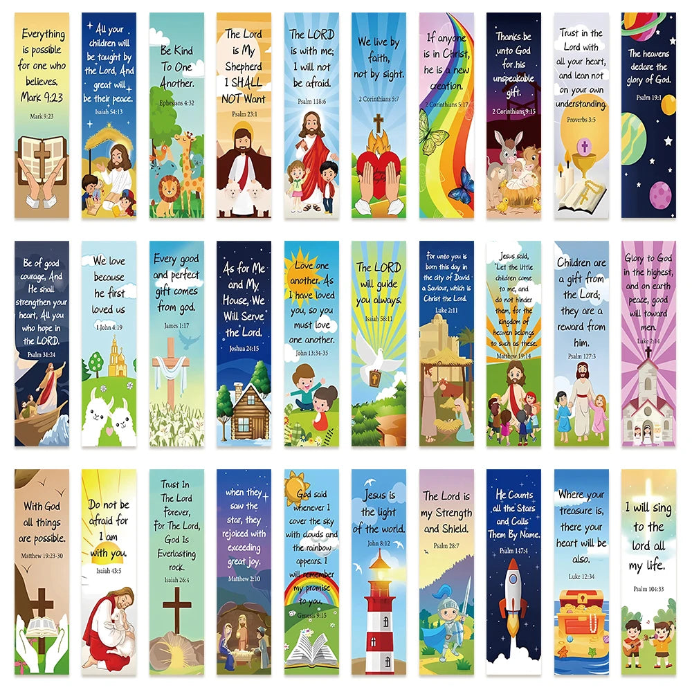 30pcs church bookmarks bible verses religious quotes decorative student reading books office supplies markers message cards