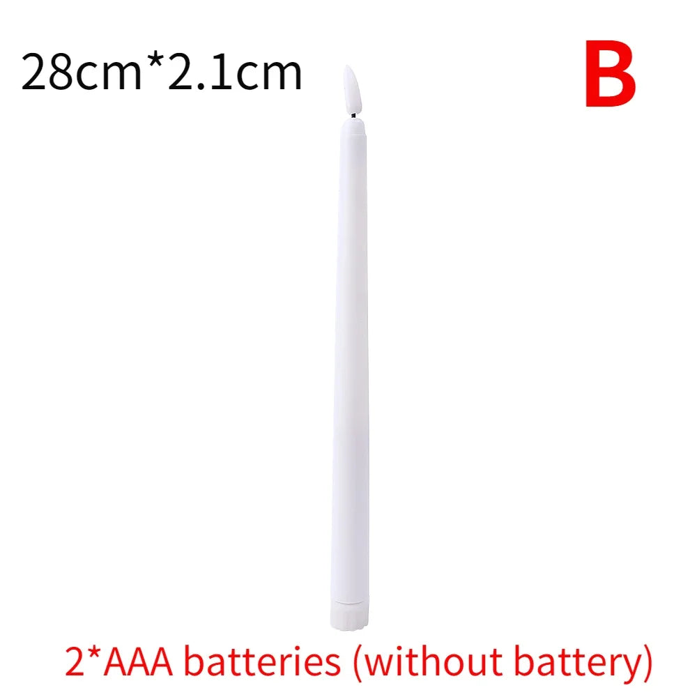 4/1PCS Long Christmas LED Candle Flameless Pointed Candle Light Battery Powered Church Flickering Candle Light Home Decoration