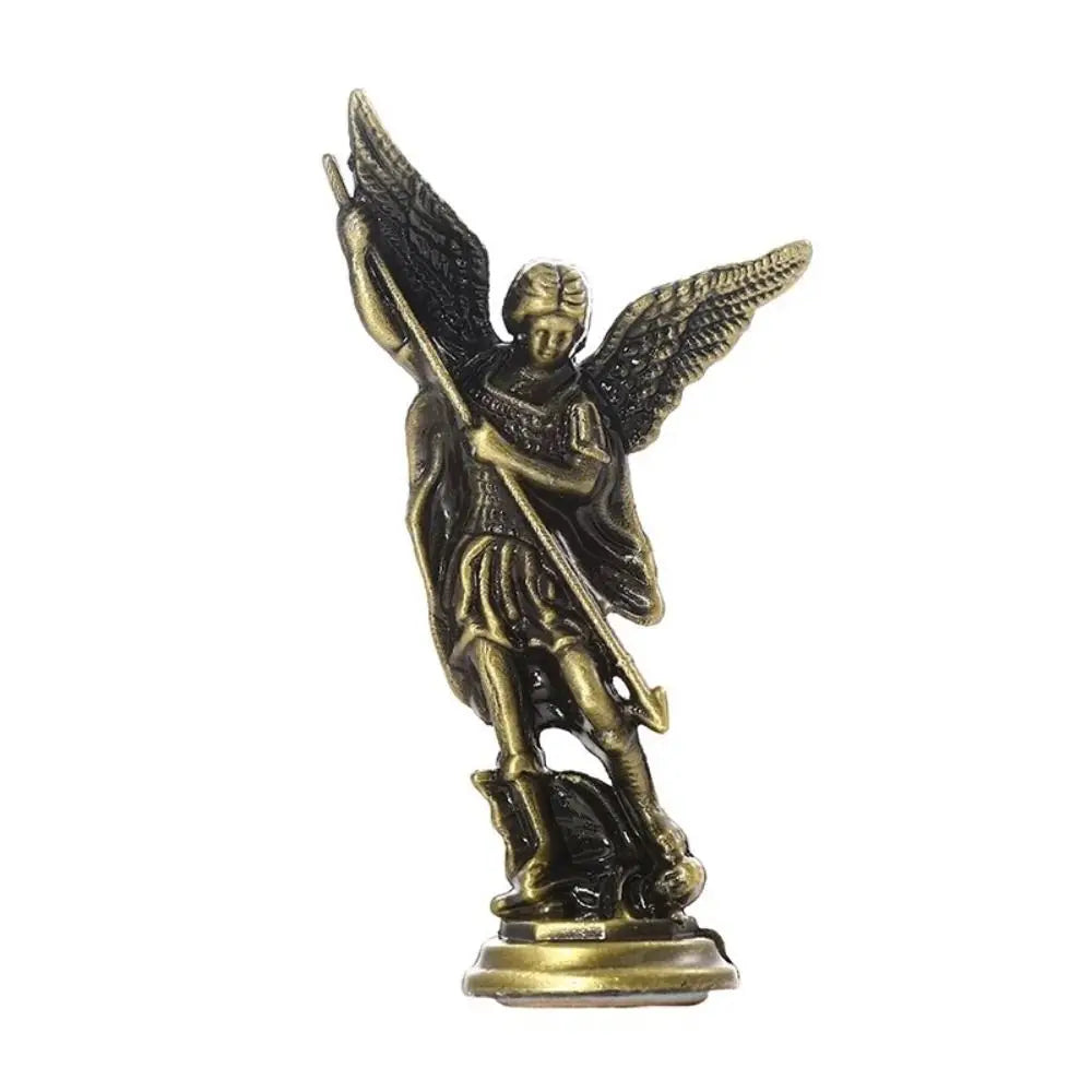 Christian Saint Michael FigurineThe Archangel Defeating Satan Guardian Statues Zinc Alloy Ctafts For Home Room Tabletop Desktop