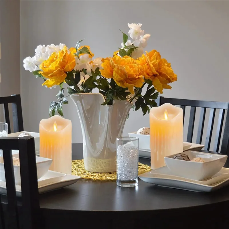 LED Candles, Flickering Flameless Candles,Rechargeable Candle, Real Wax Candles with Remote Control,12.5cm