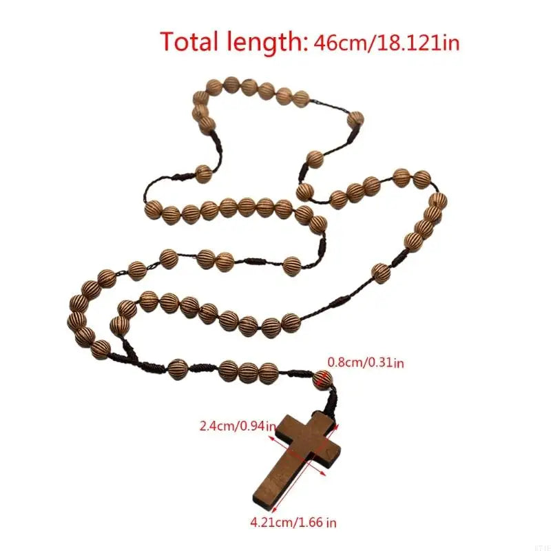 Catholic Rosary Wood Beads Necklace Mini Cross Finger Rosaries for Baptism Favor Communion Favor Halloween Party Favor