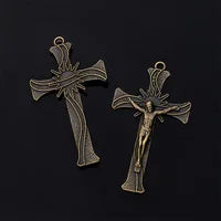 5 Pieces/Catholic Gold Plated Cross Charm Jewelry Making Supplies Christ Handmade Necklace Christ Gold Cross Accessories