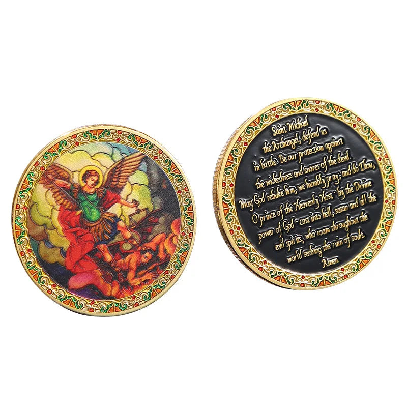 Saint Michael Challenge Coin Angel Metal Medal Craft Home Decoration Commemorative Coin Collection Gift