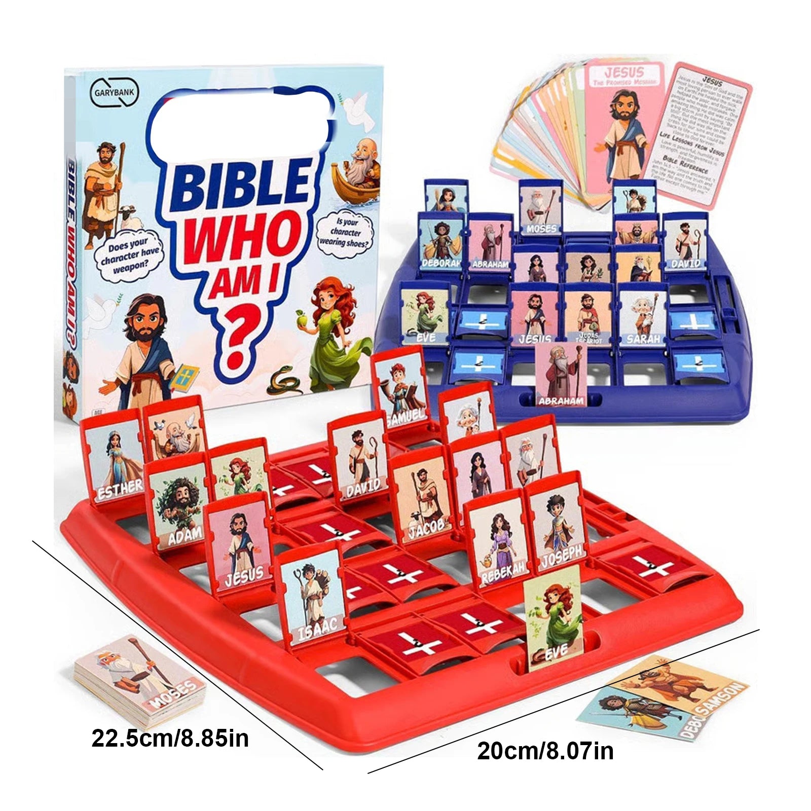 Bible Who I Am Portable Board Game 24 Holy Bible Characters Family Fun Card Guessing Game Fun Board Game with Life Story Cards