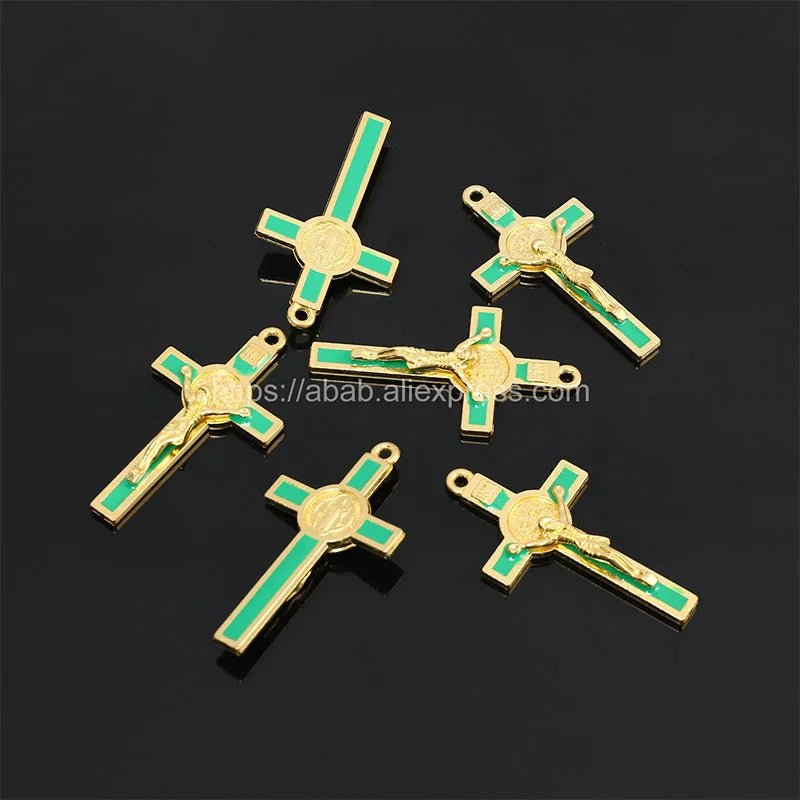 5 Pieces/Catholic Gold Plated Cross Charm Jewelry Making Supplies Christ Handmade Necklace Christ Gold Cross Accessories