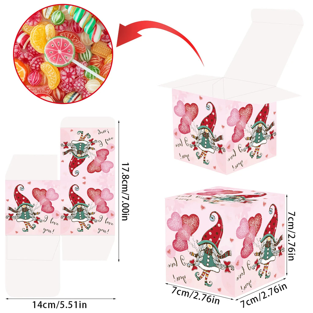 Valentine's Day Gift Bag Red Pink Candy Chocolate Packing Box Red Lip Love Printed Gift Box Valentine's Day Party Supplies Favor