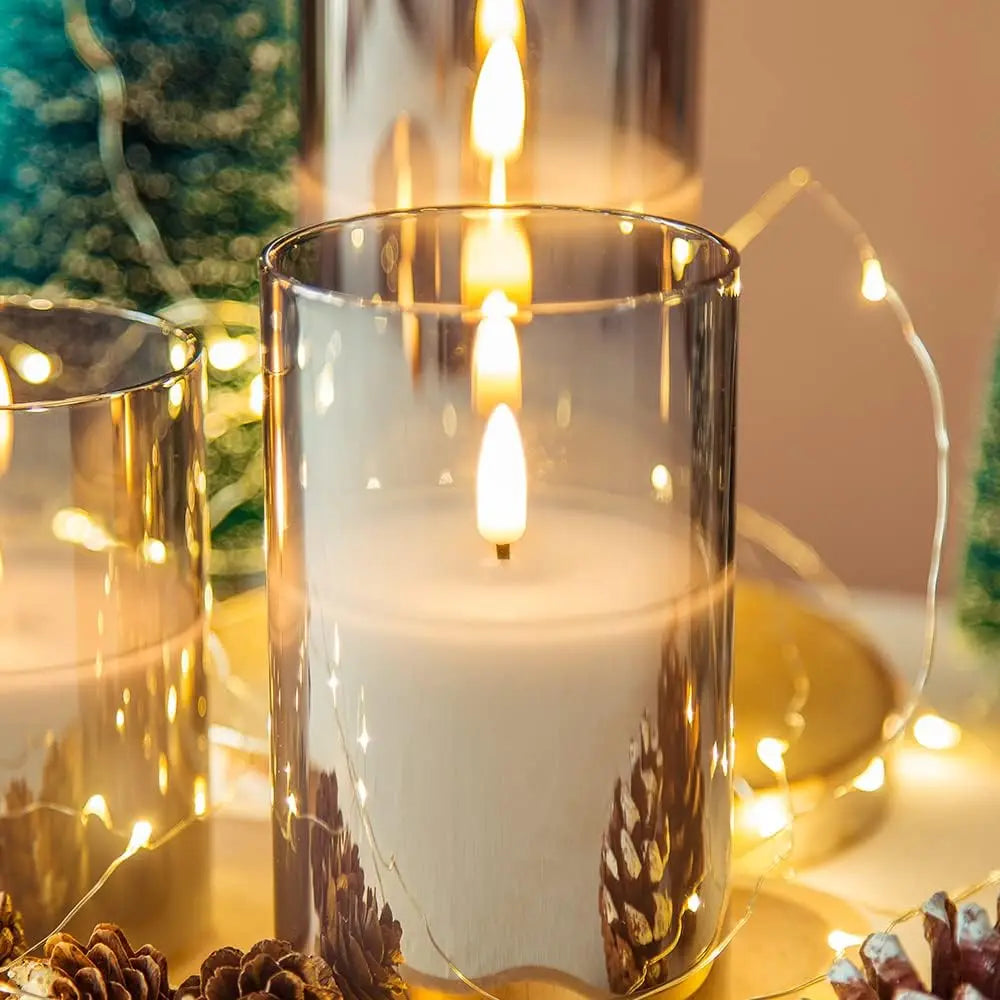 LED Flameless Candles with Remote Timer Realistic Flickering Flame Acrylic Candle Battery Powered for Christmas Wedding Decor