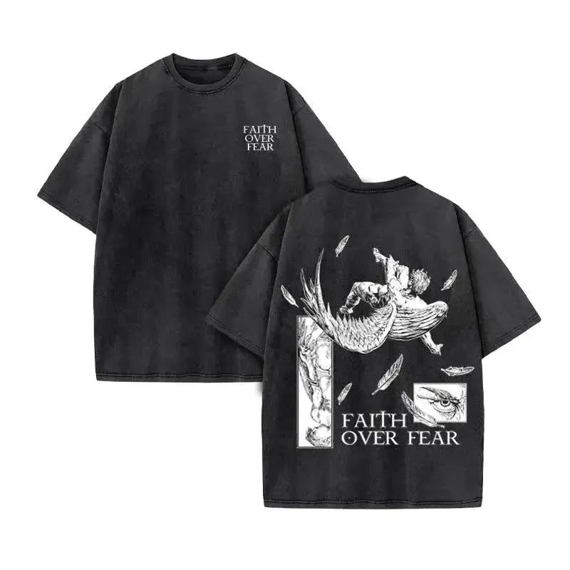 2025 Christian Men Women Washed Graphic Print T Shirt Version Casual T Shirt Cotton Christian Vintage T Shirt Harajuku Style