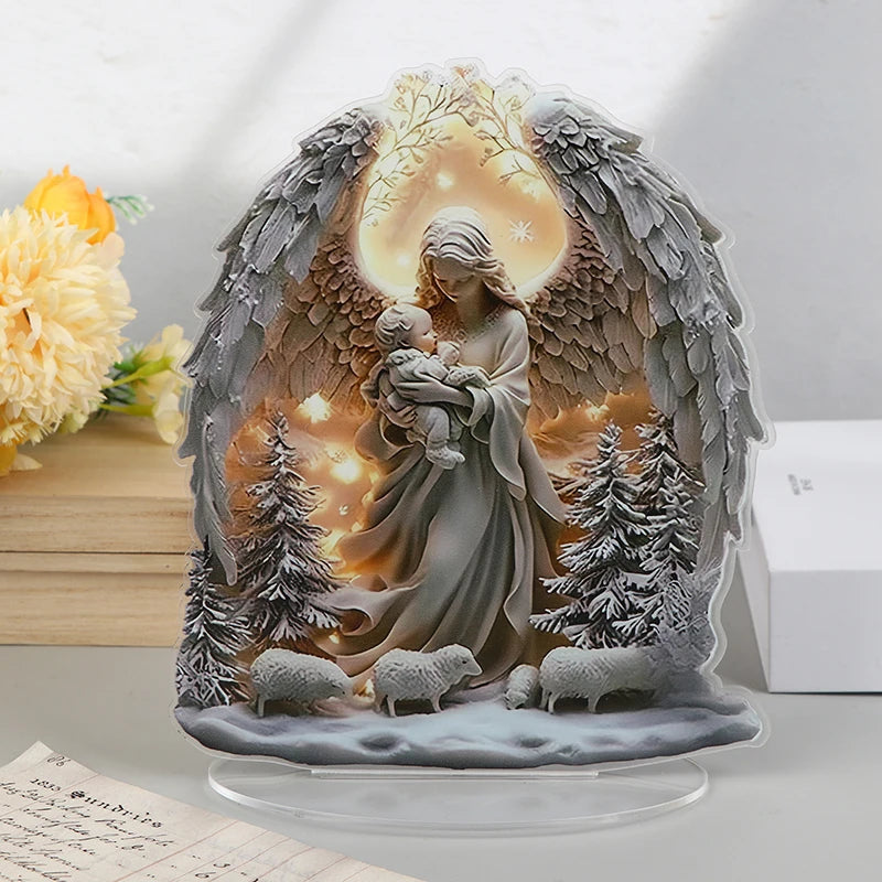 Nativity Scene Statue,2D Flat Jesus & Maria Acrylic Figurine,Home,Cafe,room,Studio,Table Ornament Christian Religion Decor