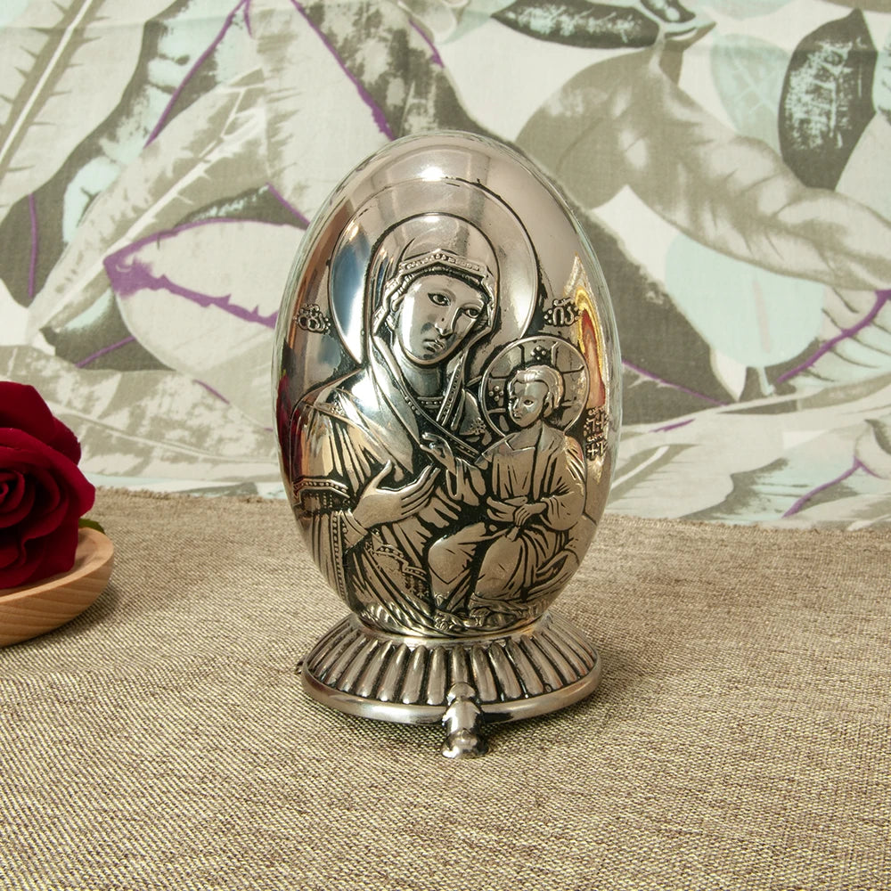 HT New Creative Design Holy Virgin Mary Statue Metal Alloy Round Shape Orthodox Catholic Church Decoration Ornament