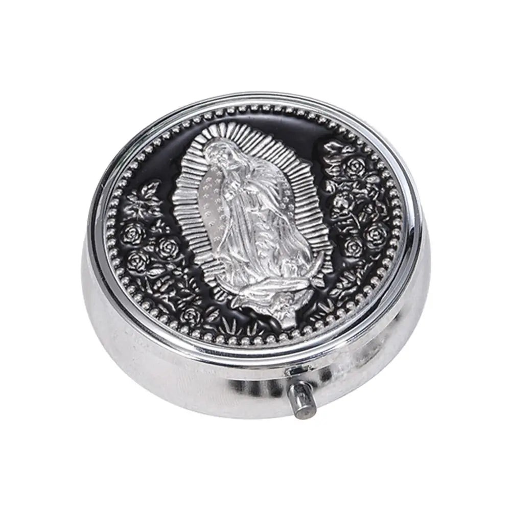 Classic Wowser Our Lady Prayer Rosary Storage Box Versatile Metallic Metal Gift Box Elegant Religious Jewelry Case Church Events