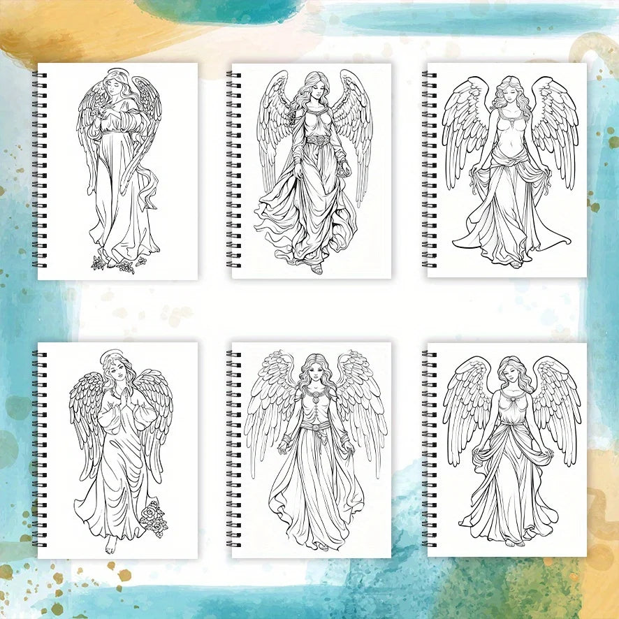 Coloring Book - 8.3 x 11.2 inches 32 pages Angel Coloring Book - Soothing, Back to School Gift, Gift for Family and Friends