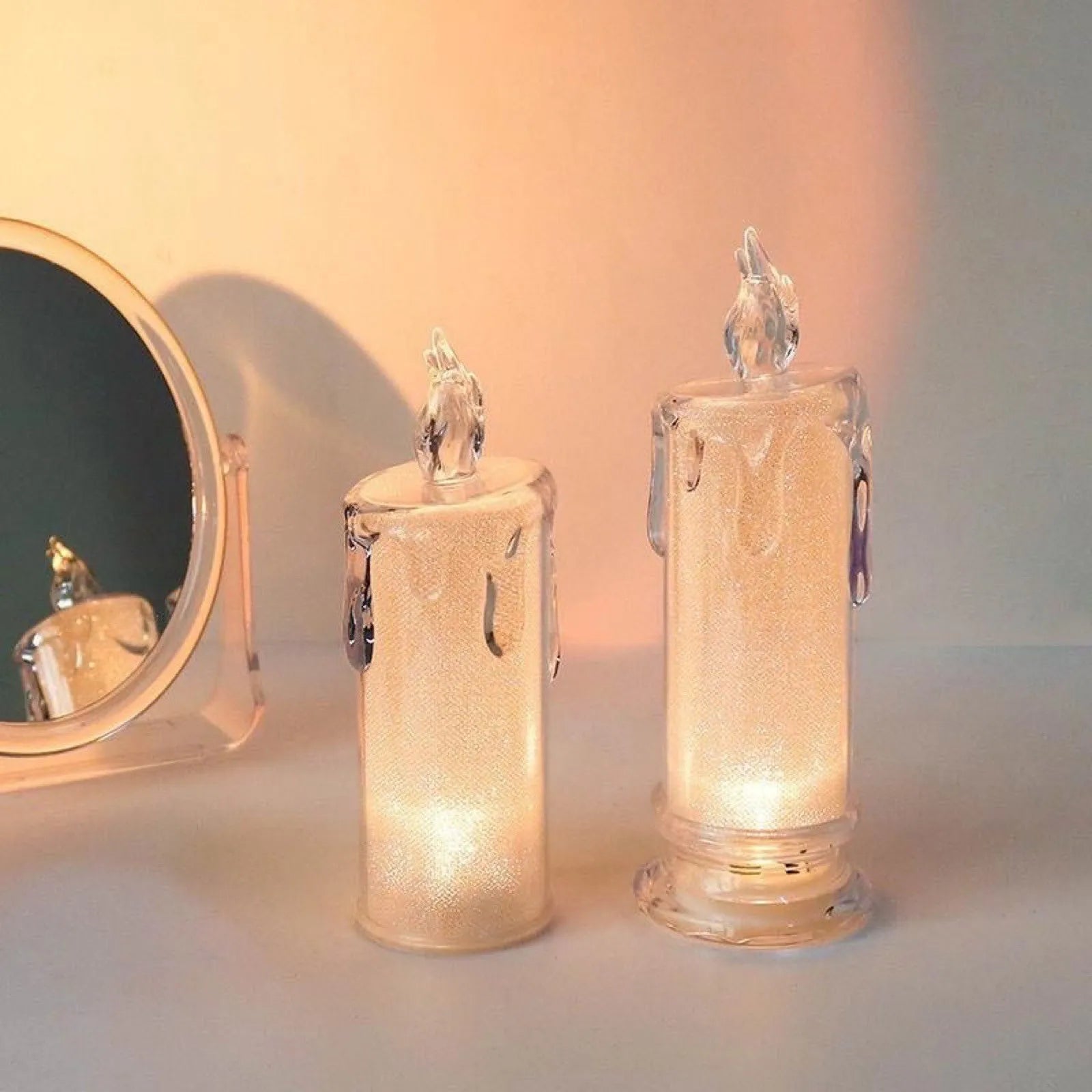 Candle Crystal Lamp Led Flameless Candles with Battery Operated Pillar Candles with Realistic Flame Light Desk Lamp Home Decor