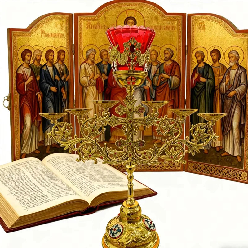 New Gilded candle holders churches religious sacraments Eastern Orthodox Jesus churches ceremonial items Christmas decorations
