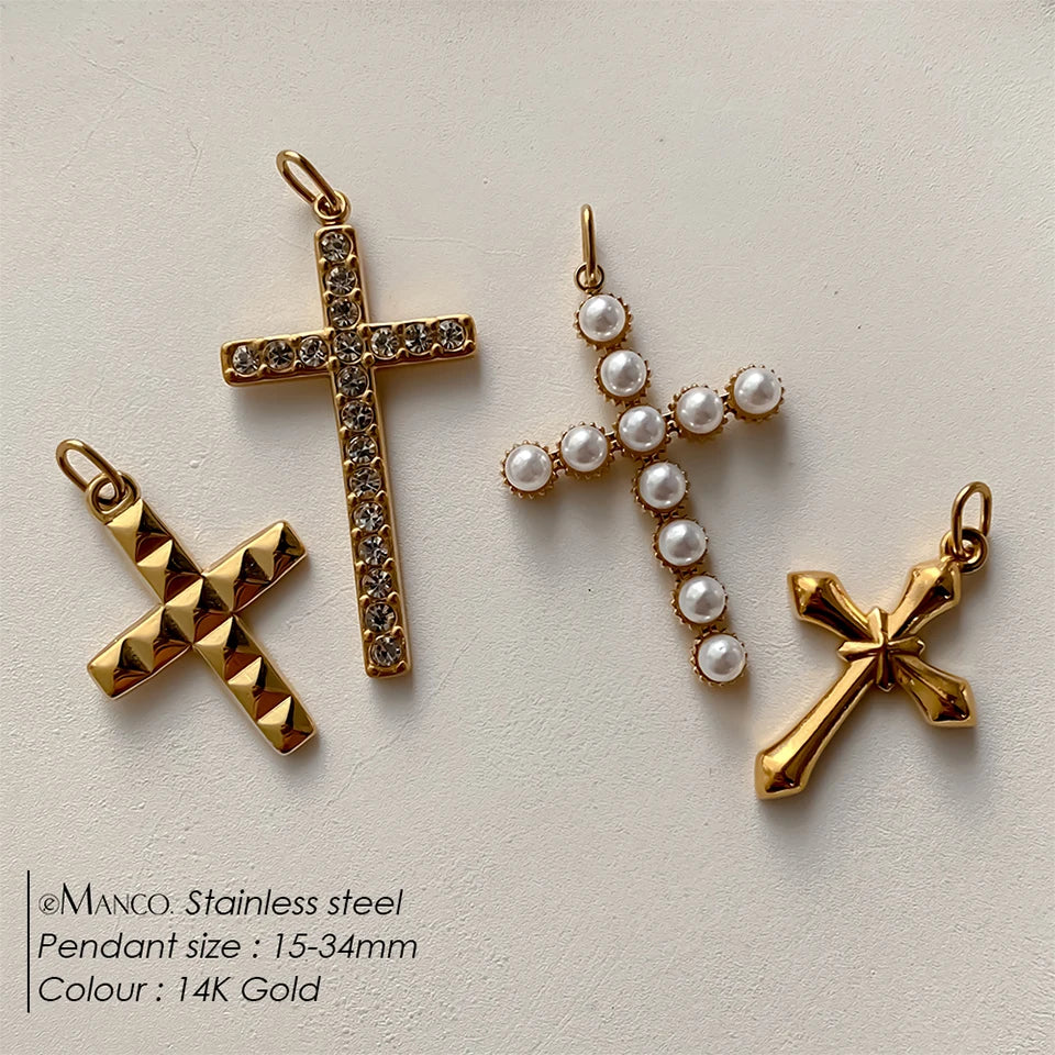 eMancoStainless Steel Cross Charm Pendants For Bracelet Necklace Jewelry Accessories Diy Jewelry Making 48 Hours Shipping