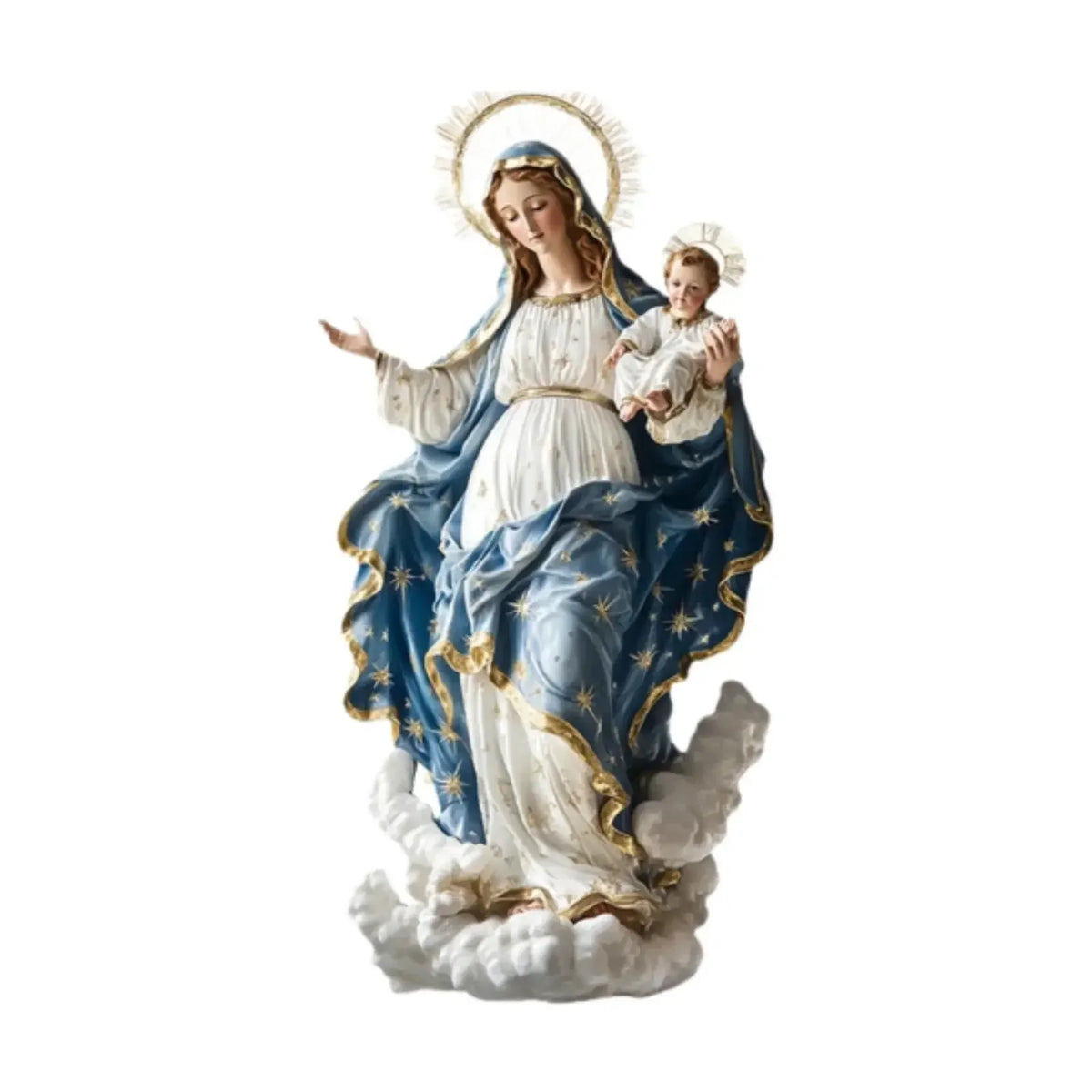 DChristmas Decor Virgin Mary Statue With Infant Jesus Desktop Nativity Display