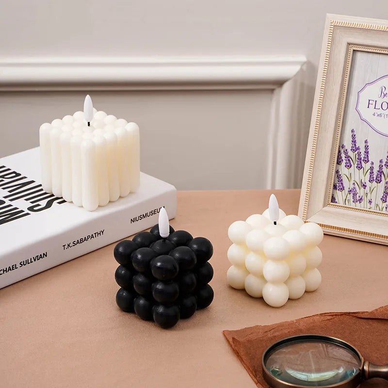 safe flameless Electronic candle Christmas wedding party luxury Led candles with batteries home decoration fake cube candles