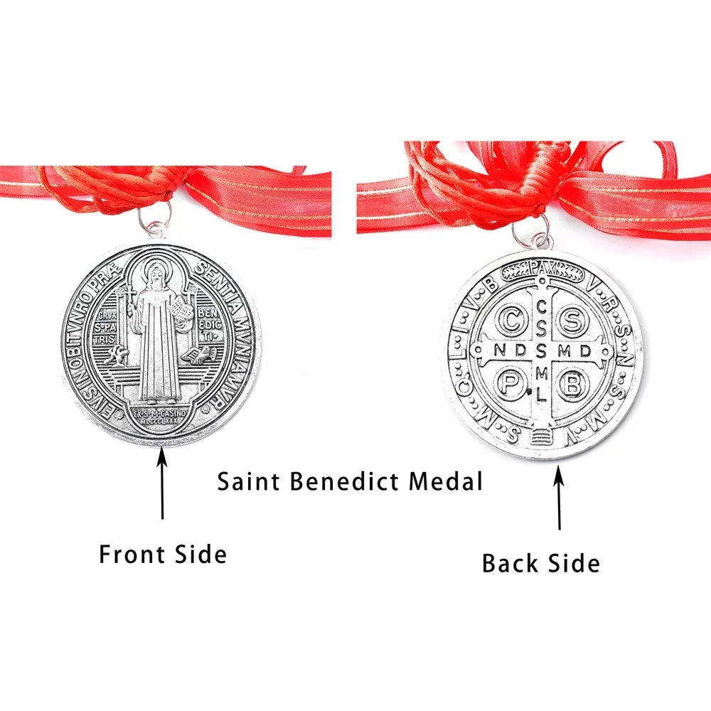 Vintage Saint Benedict Medal Pendant Blessing Prayer Catholic Hanging Ornaments Alloy Catholic San Benito Medalla Cross