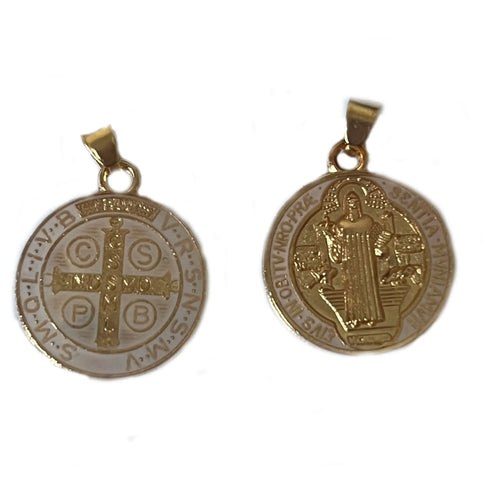 10 Pieces Religious Multicolor Saint Benedict Medal Catholic Gold Plated SB Medal Coin San Benito Gift