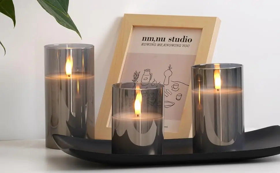 LED Flameless Candles with Remote Timer Realistic Flickering Flame Acrylic Candle Battery Powered for Christmas Wedding Decor