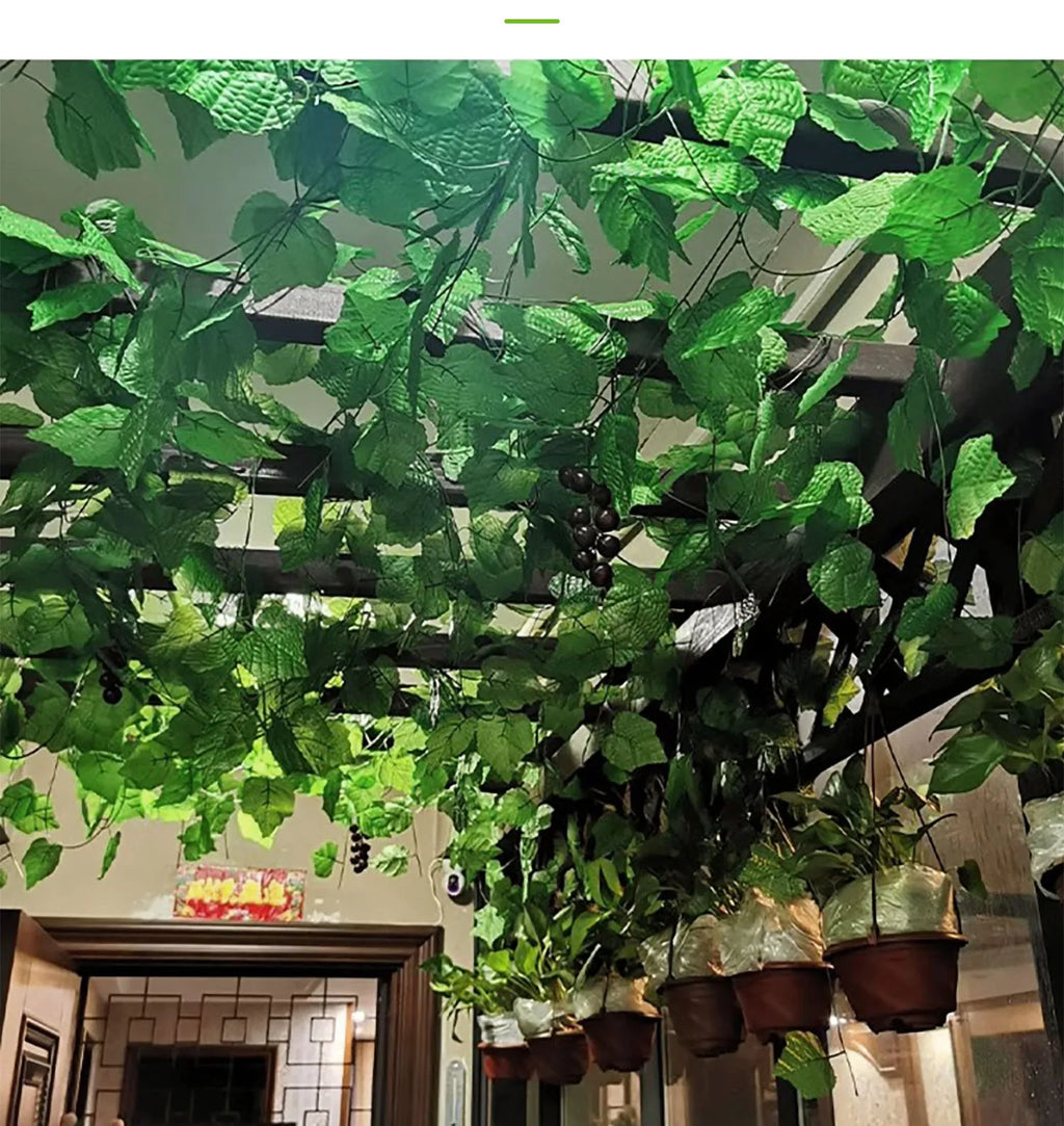 1Pc 200Cm Green Vine Silk Artificial Ivy Hanging Leaf Garland Plant Creeper Leaf Home  Wedding Garden Bathroom Decoration