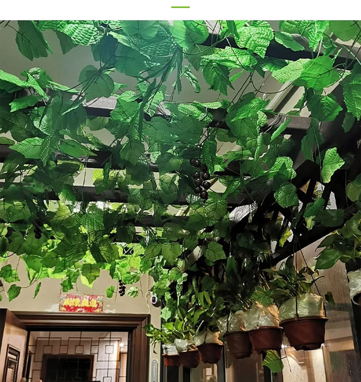 1Pc 200Cm Green Vine Silk Artificial Ivy Hanging Leaf Garland Plant Creeper Leaf Home  Wedding Garden Bathroom Decoration
