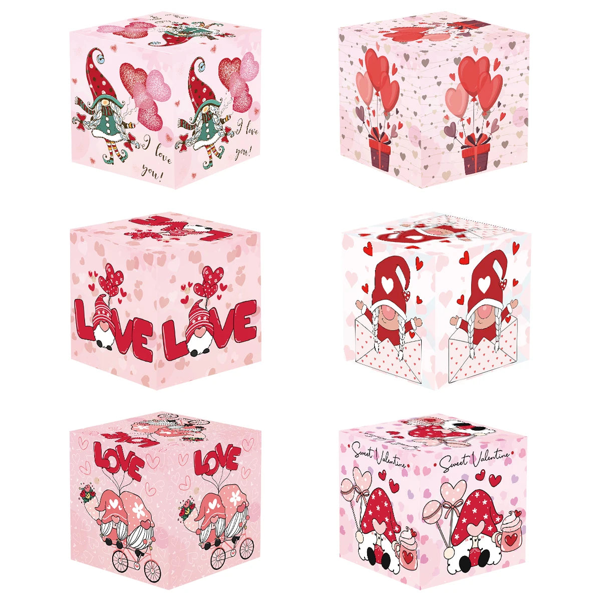 Valentine's Day Gift Bag Red Pink Candy Chocolate Packing Box Red Lip Love Printed Gift Box Valentine's Day Party Supplies Favor