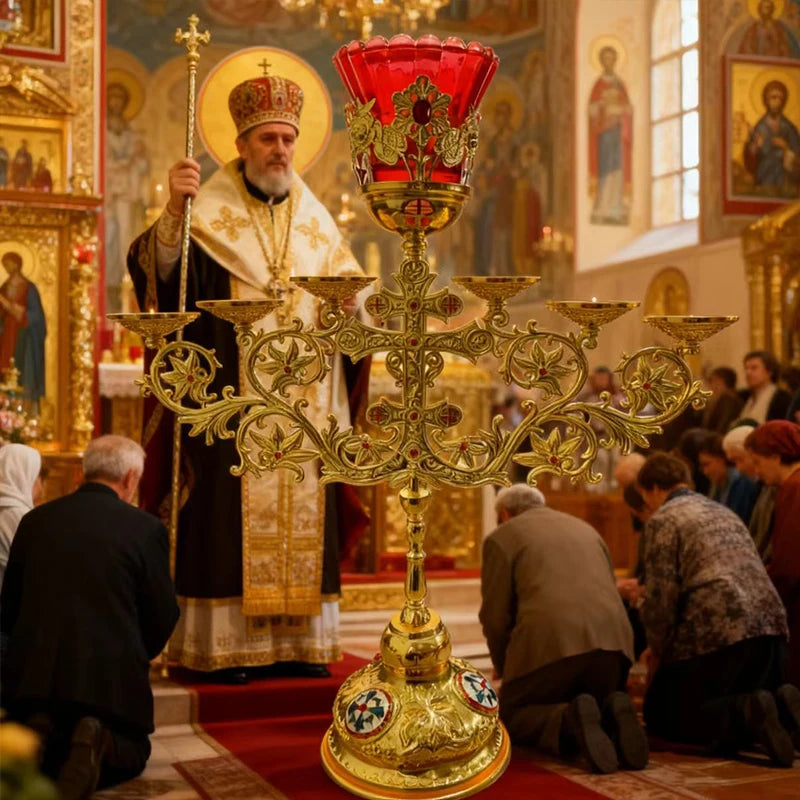 New Gilded candle holders churches religious sacraments Eastern Orthodox Jesus churches ceremonial items Christmas decorations