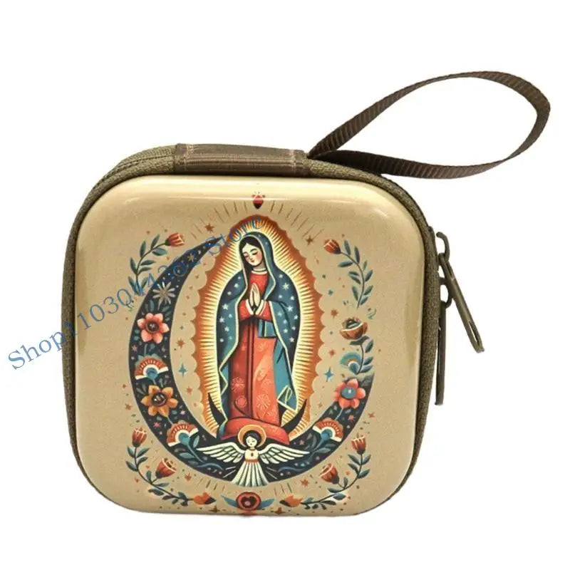 Rosary Jewelry Box Religious Trinket Storage Holders Case Religious Trinket Box Coin Purse Rosary Prayer Bag Zippers
