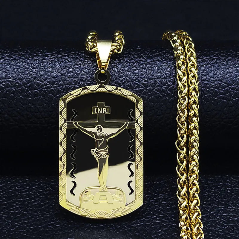 Catholic Virgin Mary Medal Our Lady of Guadalupe Pendant Necklace for Women Men Gold Color Stainless Steel Male Chain Jewelry