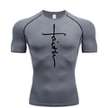 Christian exercise compression shirt, sports quick-drying T-shirt, men's gym fitness sweatshirt, top, short-sleeved, rash guard