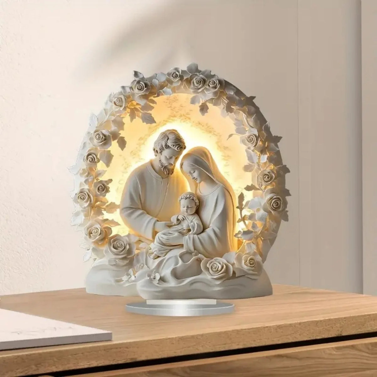 Nativity Scene white Statue,2D Flat Jesus Acrylic Figurine,Home,Office,Cafe,room,Studio,Table Ornament Christian Religion Decor