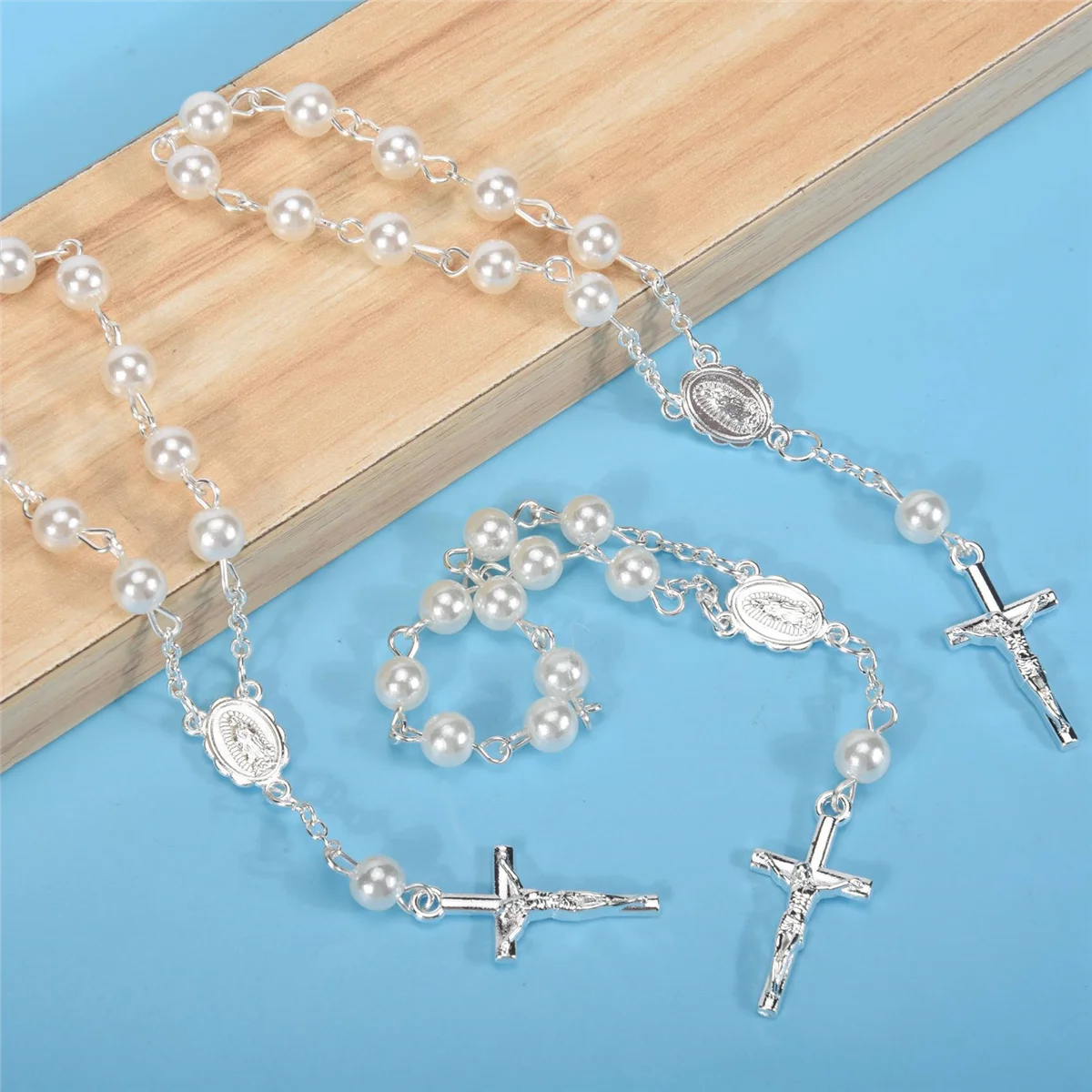 Quality! 30Pcs Baptism Rosary Beads Finger Baptism Rosaries Faux Pearls for Baptism Favors Christening Favors Communion Favors