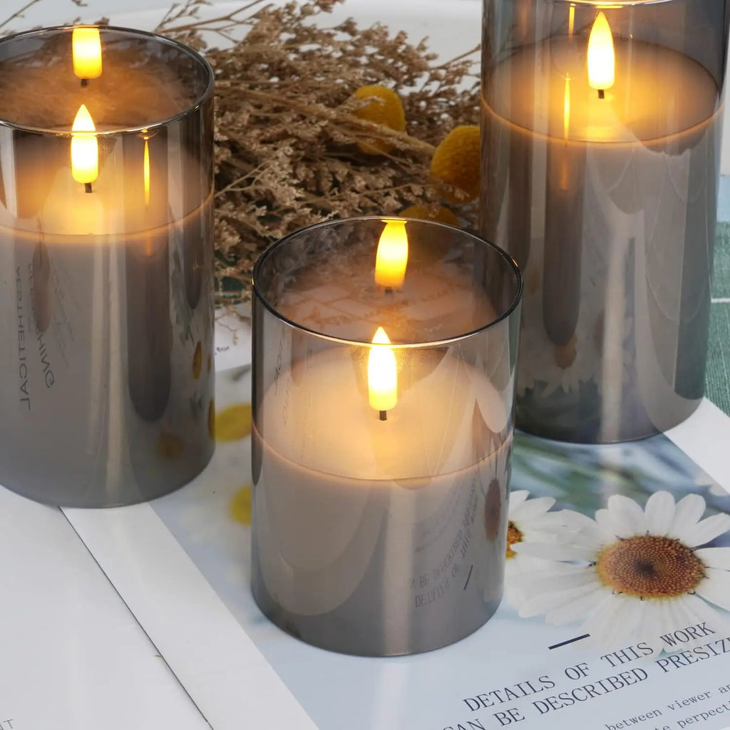 LED Flameless Candles with Remote Timer Realistic Flickering Flame Acrylic Candle Battery Powered for Christmas Wedding Decor