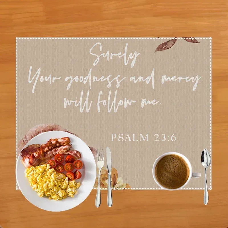 30x40cm Bible Verse Print Table Mat for Diner Kitchen Christian Religion Dinnerware Placemat Coffee Cup Pads Table Decor