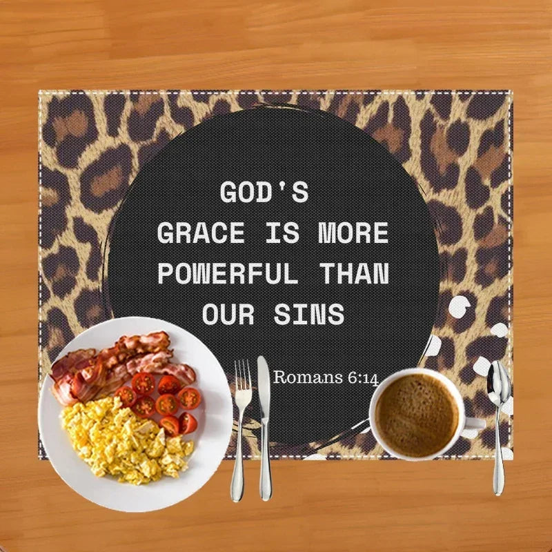 30x40cm Bible Verse Print Table Mat for Diner Kitchen Christian Religion Dinnerware Placemat Coffee Cup Pads Table Decor