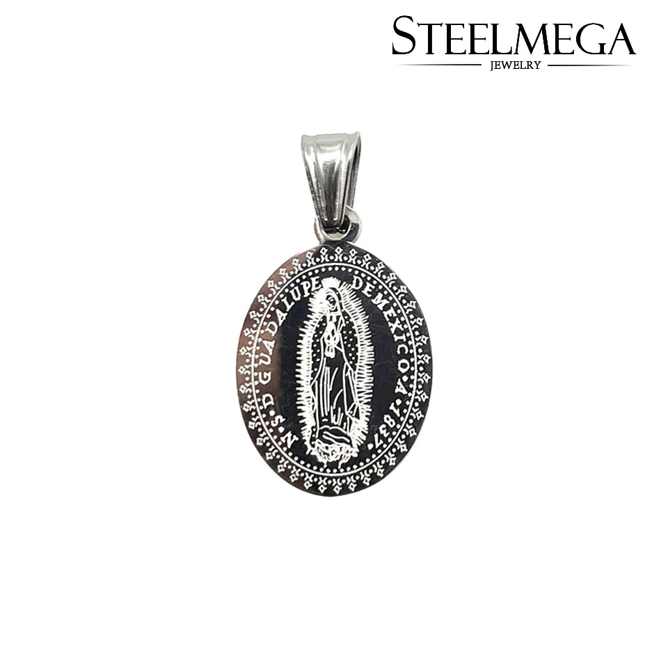 STEELMEGA Stainless Steel Catholic Pendant of Our Lady of Guadalupe Medal
