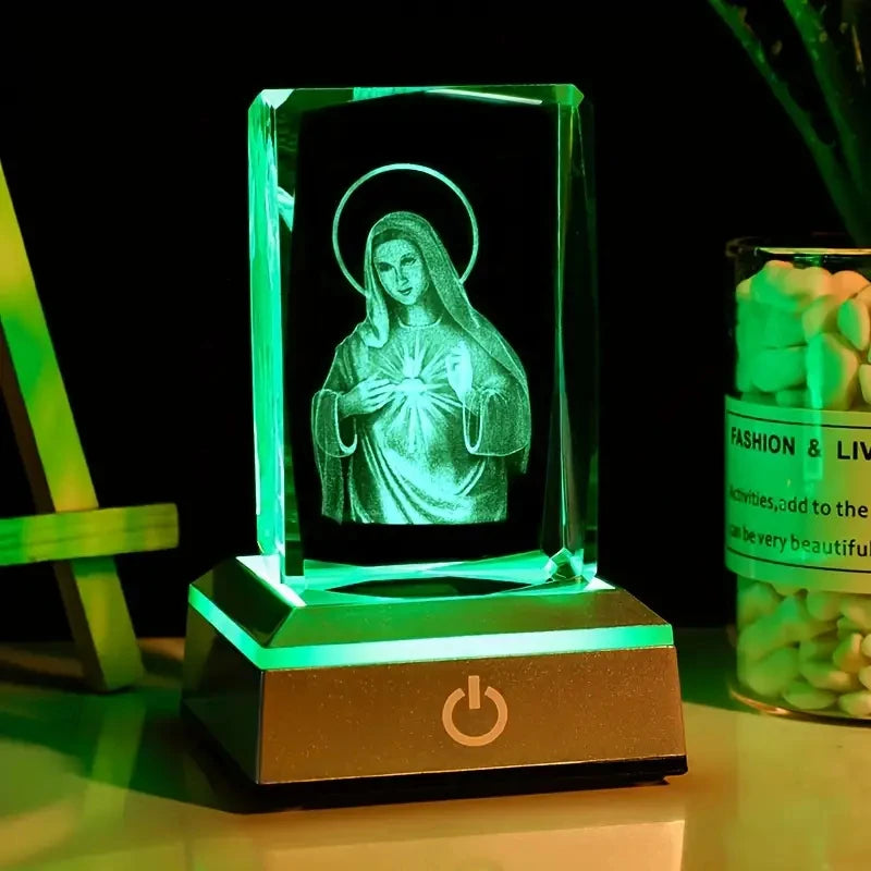Crystal Virgin Mary Statue with LED Light,Gift for Girlfriend, Wife, Mother, Birthday, Mother'S Day, Christmas, Valentine'S Day