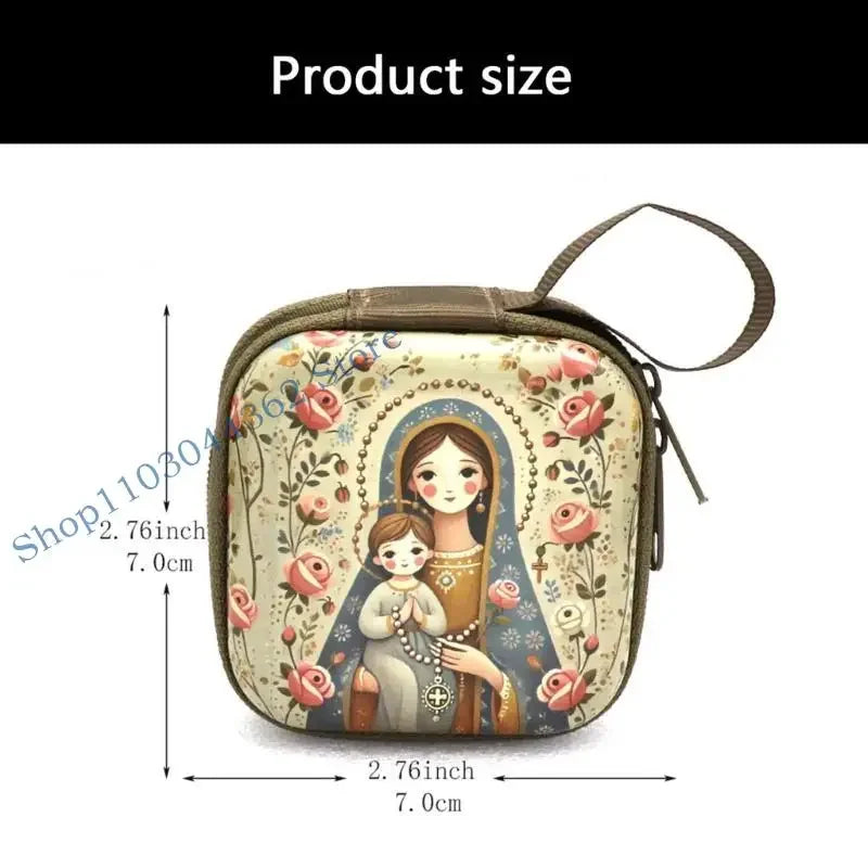 Rosary Jewelry Box Religious Trinket Storage Holders Case Religious Trinket Box Coin Purse Rosary Prayer Bag Zippers