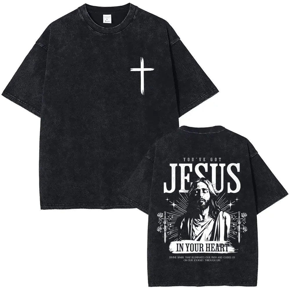 2026 Spring summer Vintage Christian Jesus Blessing From God Graphic T-shirt Men Women Clothing Fashion Casual  Crewneck T Shirt