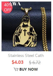 Christian Cross Jesus Stainless Steel Necklace for Women/Men Gold Color Crucifi