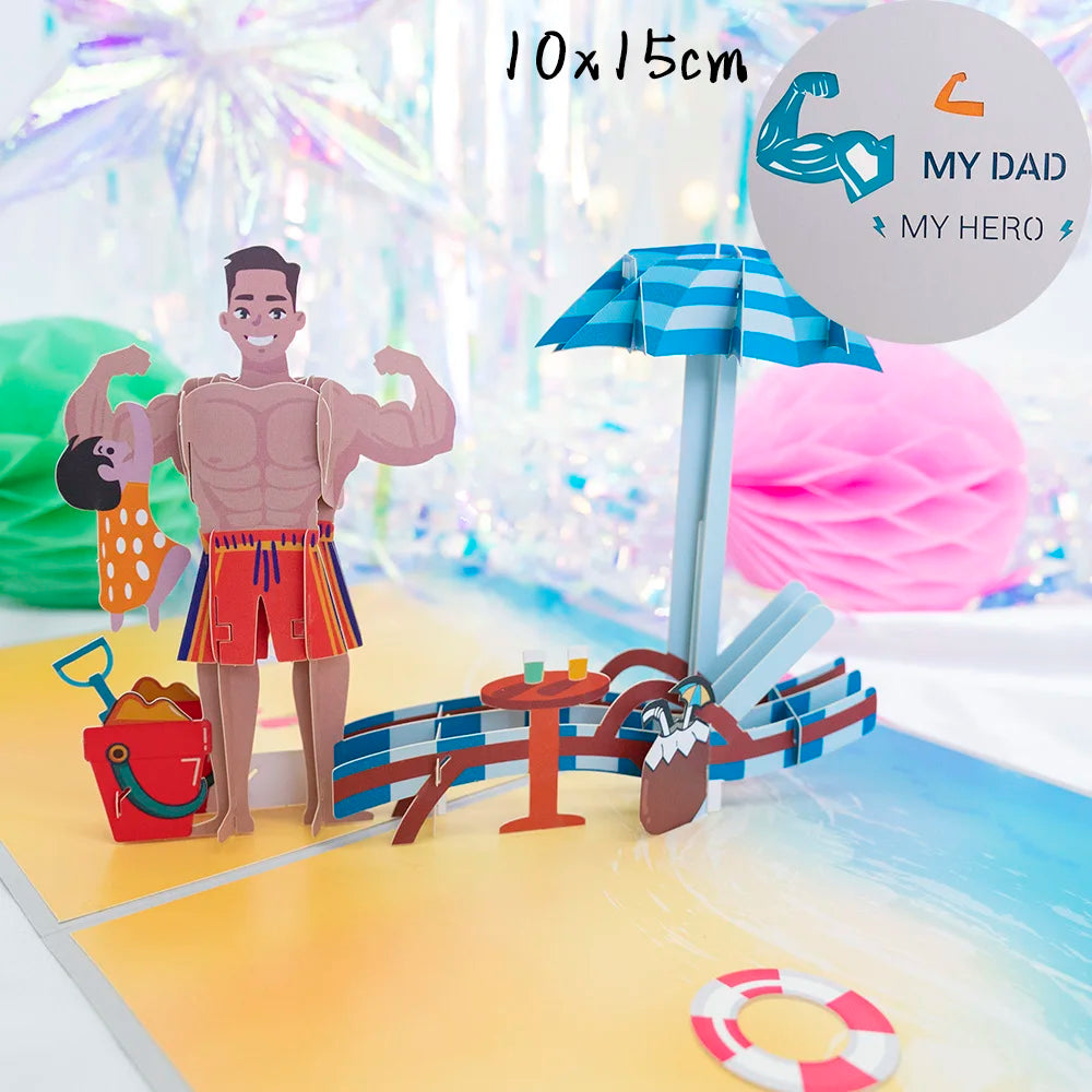 3D Creative Bouquet Gift Card for Mother Father Wife Friends Blessing Card Gift for Mothers Fathers Day Thank You Greeting Cards