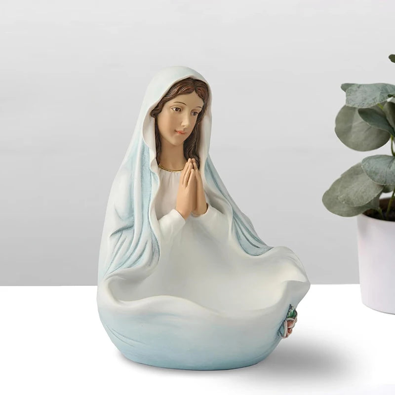 Our Lady of Grace Virgin Mary Resin Structure, Ideal Rosary Holder with Aesthetic Home Decor Item