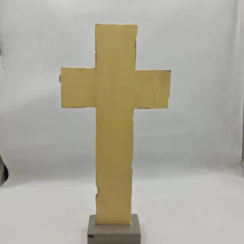 Elegant Christian Cross Statue Handmade Funny Cross Prayer Sculpture Resin Craft Cross Desktop Ornament Halloween