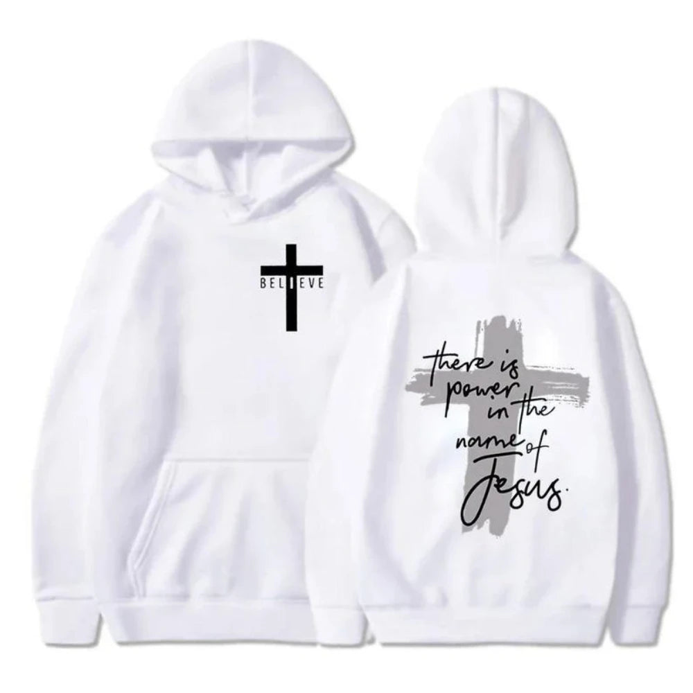 God Is Good Christian Faith Essential Woman Hoodies There Is Power in The Name of Jesus Graphic Hoodie Fashion Streetwear