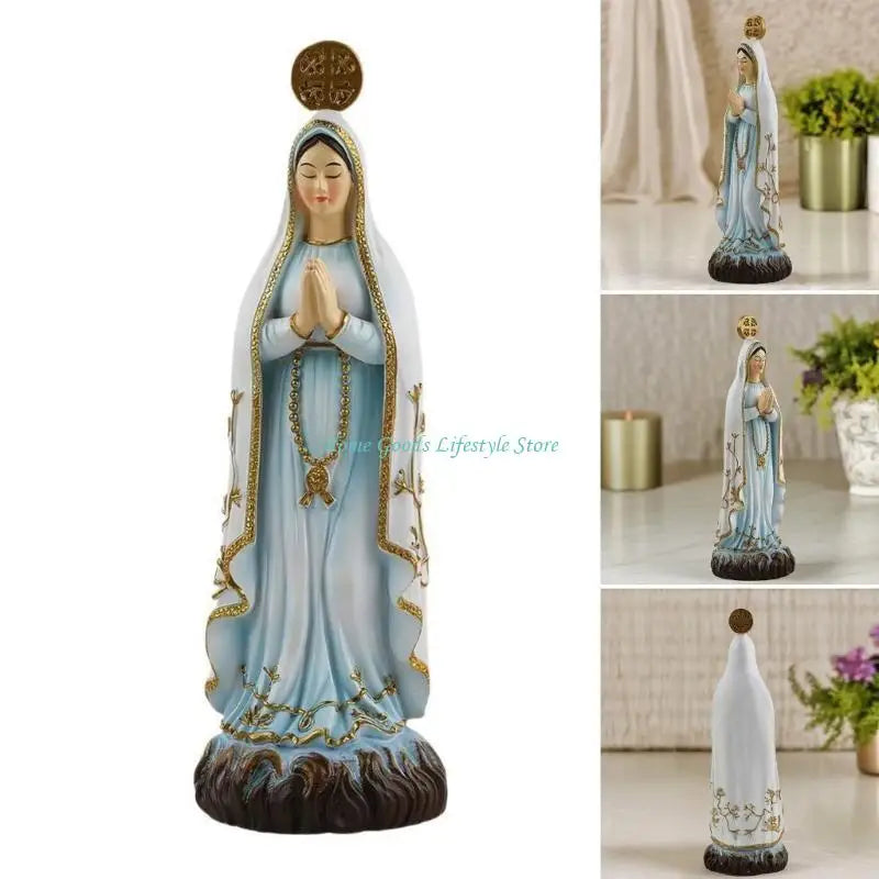 E74E Virgins Marys Resins Figurine Christian Gift Statues Sculptures Home Decoration Ornament Statue