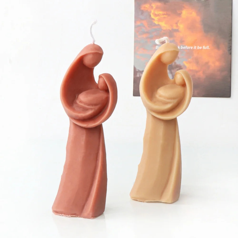 Religious Virgin Mary Candle Silicone Mold Trio Maria And Jesus Born Nativity Scene Portrait Statue Holy Family of Virgin Jesus