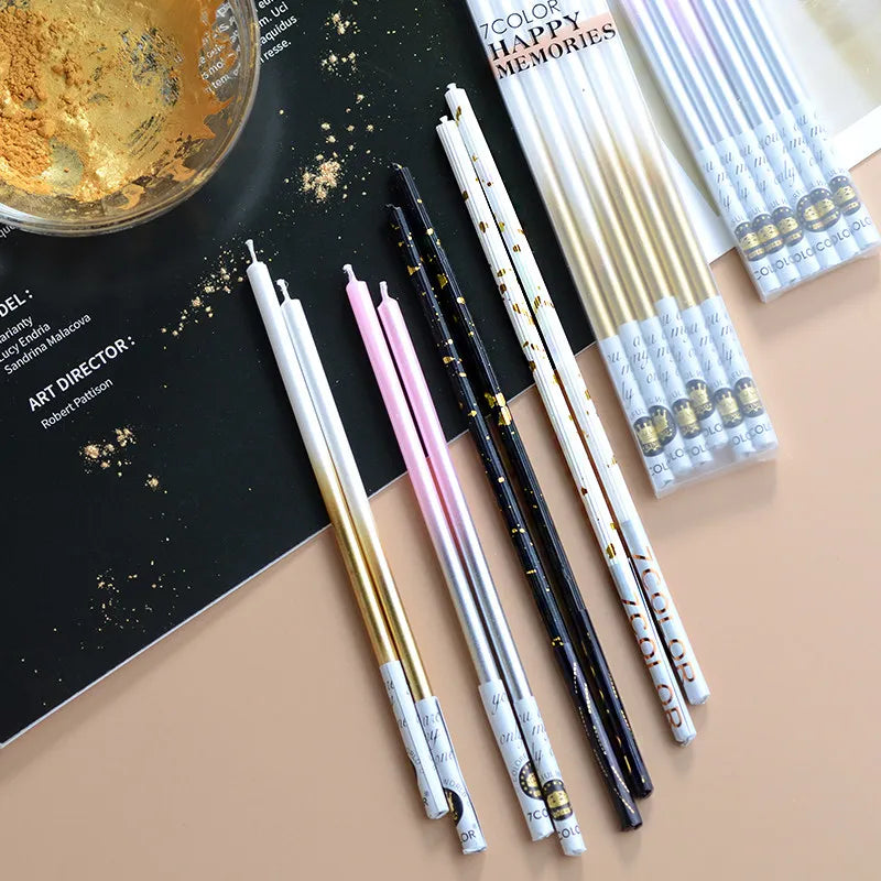 High end black and white golden candles for romantic parties, smoke-free and gold-plated